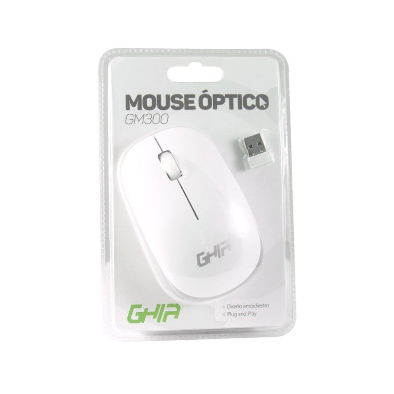 Mouse Inalambrico Gm300bg Ghia Color Blanco Con Gris