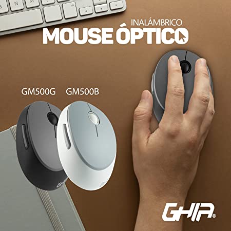 Mouse Inalambrico Gm500b Ghia Color Blanco Con Gris