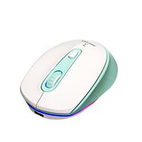 Mouse Inalámbrico Recargable 4d Con Click Silencioso Perfect Choice Blanco Con Verde (Aqua)