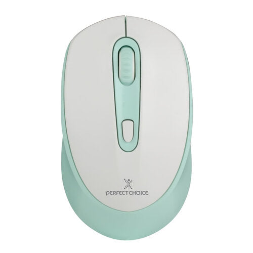 Mouse Inalámbrico Recargable 4d Con Click Silencioso Perfect Choice Blanco Con Verde (Aqua)