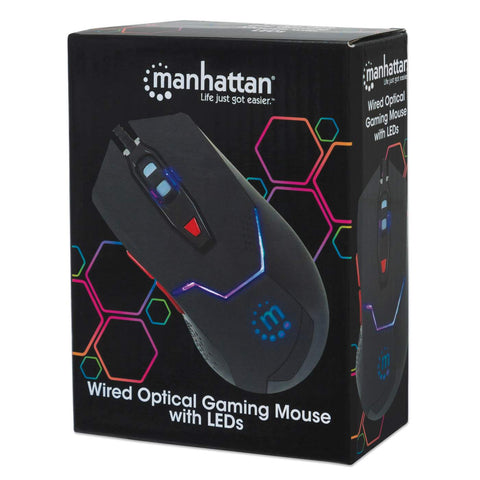 Mouse Óptico Gaming Negro Dpi Ajustables Luz Led Manhattan 176071