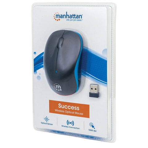 Mouse Óptico Inalámbrico Manhattan Success Negro Con Azul 179416