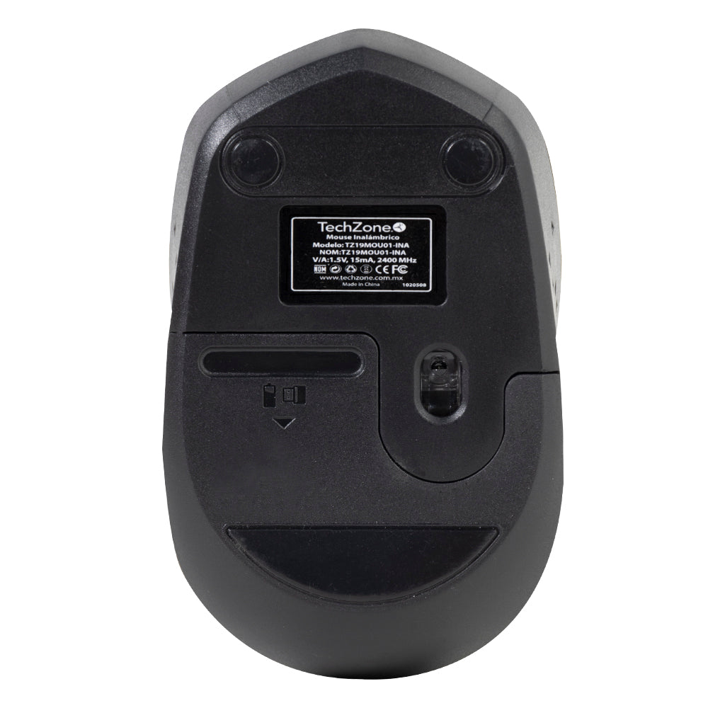 Mouse Techzone Tz19mou01-Ina Optico Inalambrico 1000 Dpis Ergonomico Negro