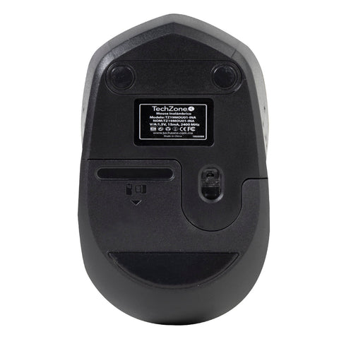 Mouse Techzone Tz19mou01-Ina Optico Inalambrico 1000 Dpis Ergonomico Negro