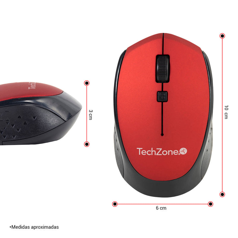 Mouse Techzone Tz19mou01-Inar Optico Nano Usb Botones Rojo