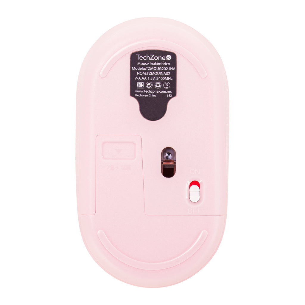 Mouse Techzone Tzmoug202-Ina Inalambrico Ergonomico Nano Usb Rosa