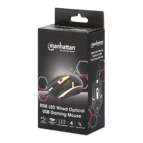 Mouse Usb Luminiscente Rgb Manhattan Negro 190206