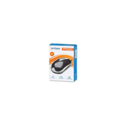 Mouse Usb Optico Negro Con Plata Manhattan Económico 177016