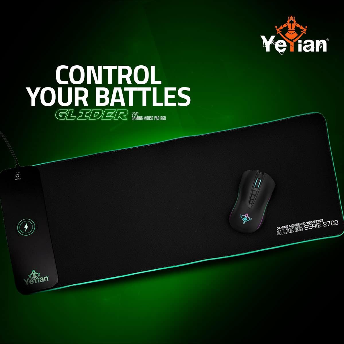 Mousepad Gamer Yeyian Ygg-68902 Flex Carga Inalambrica, Rgb Antiderrapante, Glider 2700