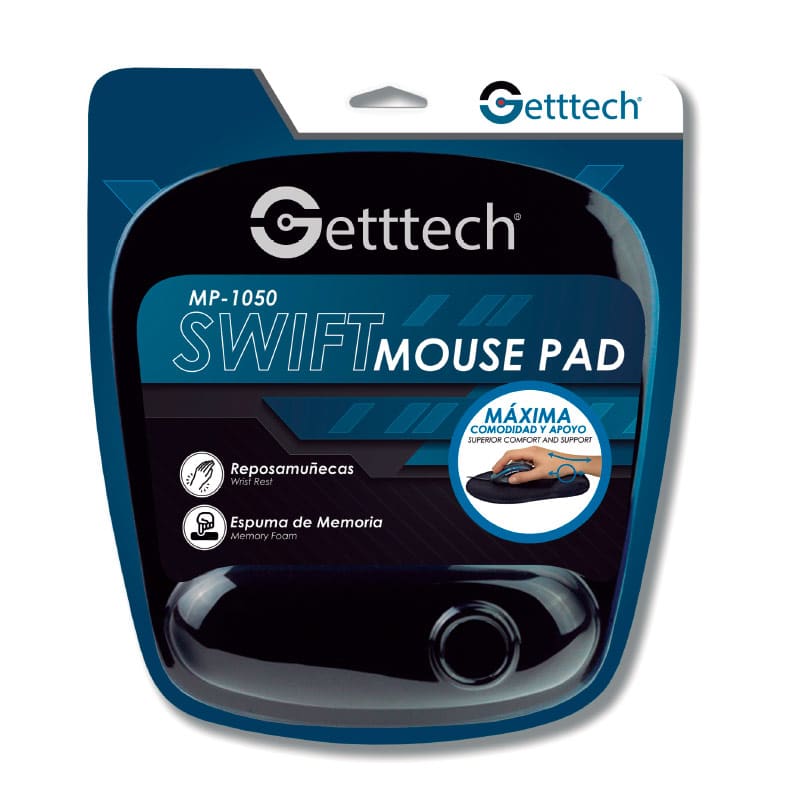 Mousepad Getttech Gts-28001N Swift Reposa Muñecas Memory Foam, Ergonomico Negro