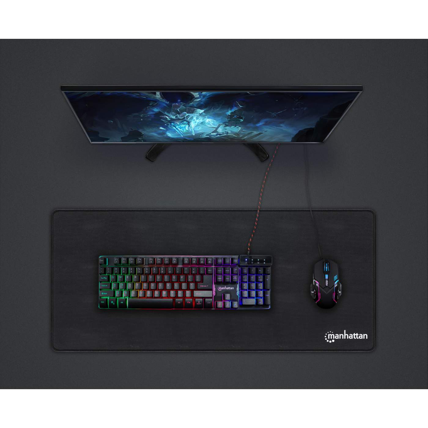 Mousepad Manhattan Para Gaming Xxl 80x35cm Resiste Agua Negro 425490