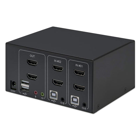 Mux Kvm Manhattan Hdmi 2 Puertos Para 2 Monitores 4k@30hz 153522