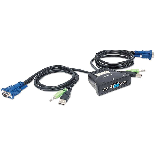 Mux Kvm Mini Usb 2:1 Manhattan Con Cables + Audio 151245