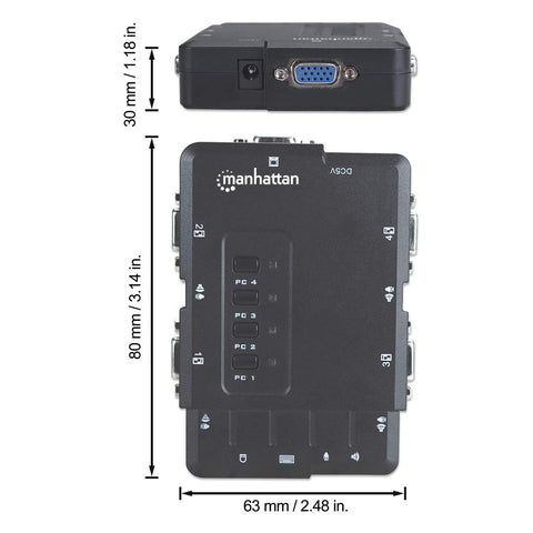 Mux Kvm Mini Usb 4:1 Manhattan Con Cables + Audio 151269