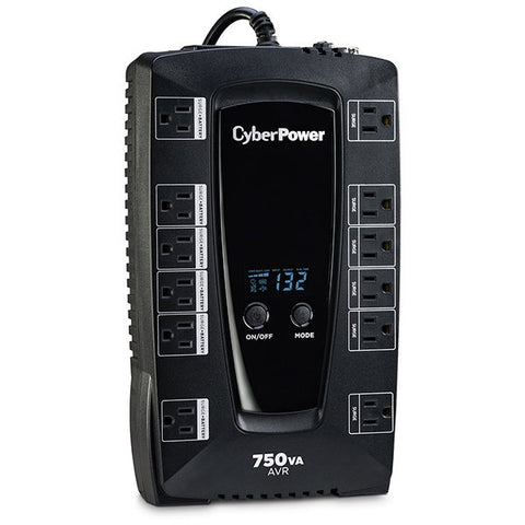 No Break Cyberpower Ups Avrg750Lcd 750Va, 450W Lcd, Avr, 12 Contactos
