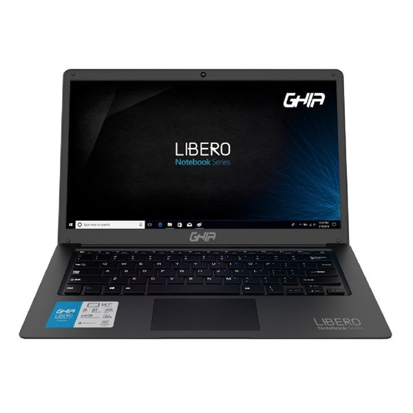 Notebook Ghia Libero 14.1 Pulg Hd Intel Celeron J3355 Dual Core 2.0 Ghz Ram 4gb Emmc 128gb Bahia 2.5 Camara Frontal 0.3 Mpx Wifi-Bt Mini Hdmi Win 10 Pro Color Negro