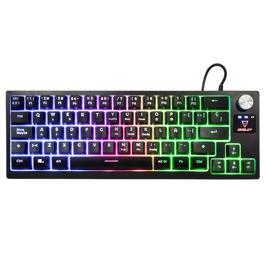 Ocelot Teclado De Membrana Estilo 60% Con Rueda De Control De Volumen