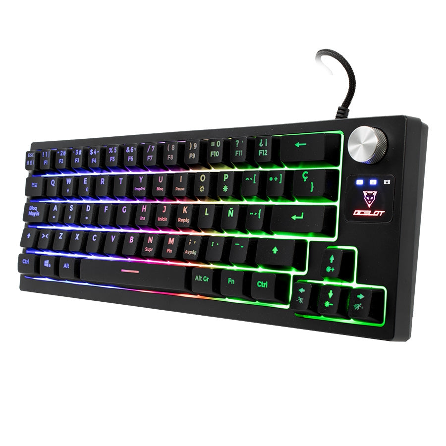Ocelot Teclado De Membrana Estilo 60% Con Rueda De Control De Volumen