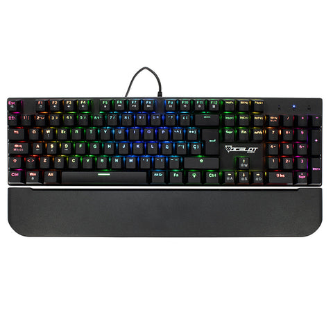 Ocelot Teclado Mecanico Con Switch Rojo, Full Rgb Y Descansa Muñecas Removible Sistema De Imanes