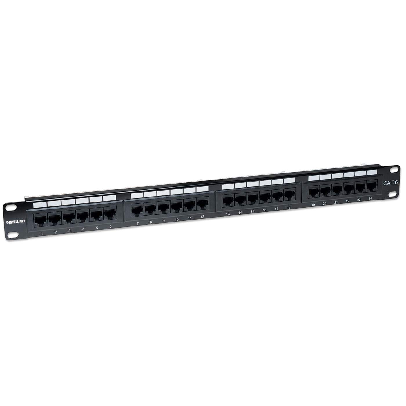 Panel De Parcheo 24 Puertos Cat6 Utp 1u Para Rack 19 Intellinet 520959