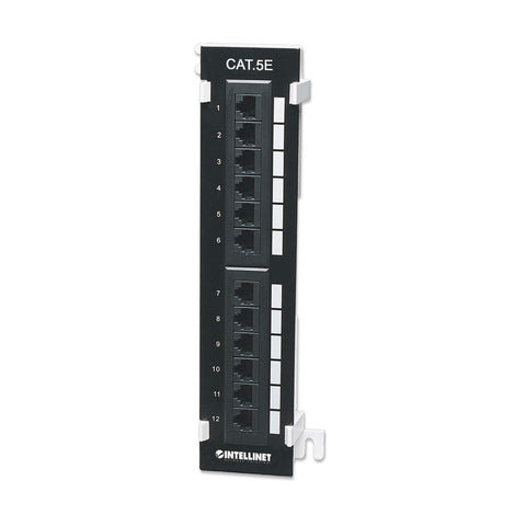Panel De Parcheo Intellinet Rj45 Cat 5e 12 Puertos Para Pared 162470