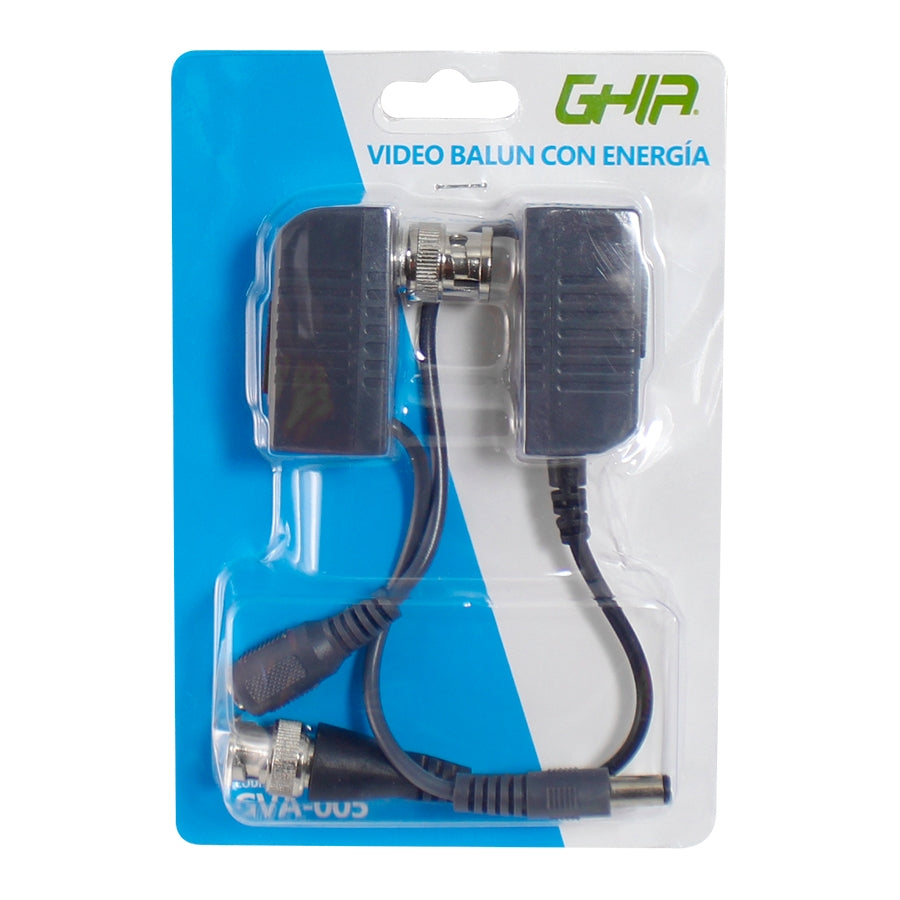 Par de transceptores ghia video balun transmite energia y video ahd, cvbs, cvi, tvi, con extensión, distancia de hasta 350 metrosts a 720p, resolucion hasta 5mp.