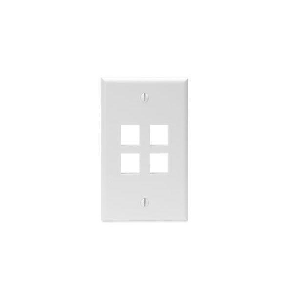 Placa Quick Port Placa Sencilla 4 Puertos Blanco Leviton, (41080-4wp)