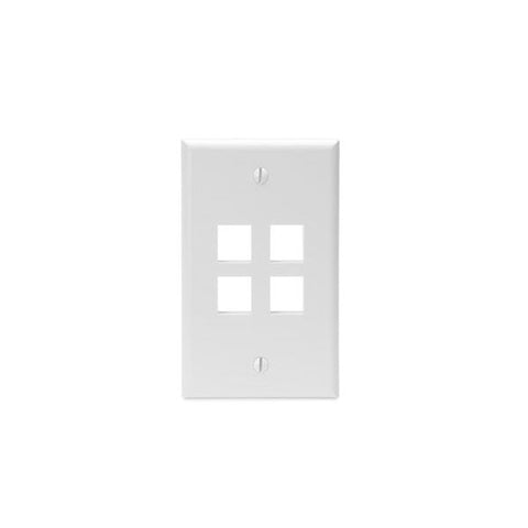 Placa Quick Port Placa Sencilla 4 Puertos Blanco Leviton, (41080-4wp)