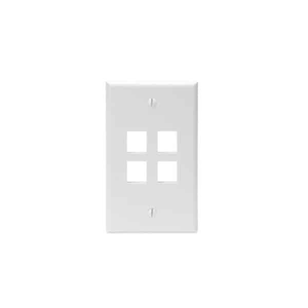 Placa Quick Port Placa Sencilla 4 Puertos Blanco Leviton, (41080-4wp)