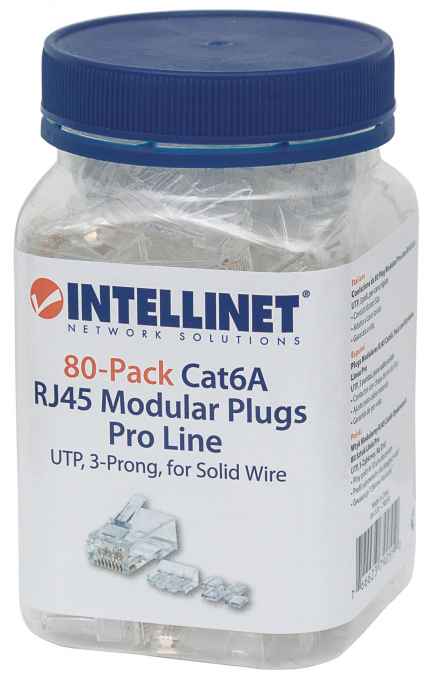 Plug Intellinet Rj45 Cat 6a Utp Solido Pro 80 Pza Oro 50 Micras 790550