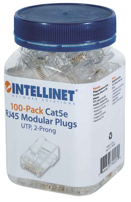 Plug Intellinet Utp Rj45 Cat5e Multifilar 15-Micras 100 Pza 790055