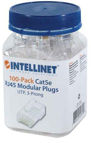 Plug Rj45 Cat5e Solido Utp Bote 100pzas Oro15-Micras Intellinet 502399