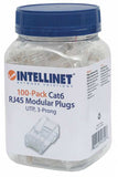 Plug Rj45 Cat6 Solido Bote 100pzas Oro 15-Micras Intellinet 503006