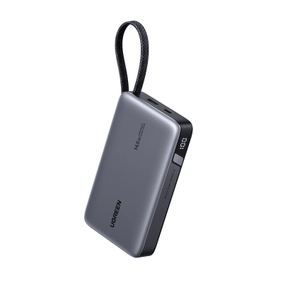 Power Bank 20000mAh con Cable Integrado | Carga Rápida 100W | USB-C PD 3.0 | 4 Celdas Li-ion | 72Wh | Carga Múltiple 145W | Compacto 139x80x27mm