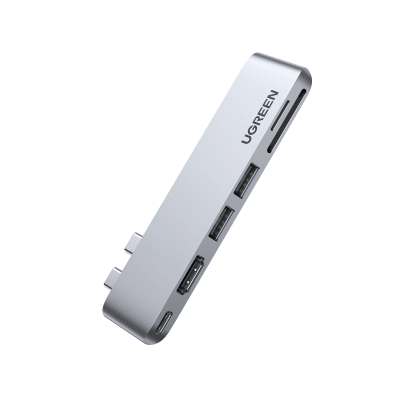Hub USB-C 6 en 1 | 2xUSB-A 3.0 (5Gbps) | HDMI 4K@30Hz | Puerto PD 100W | Lector SD+MicroSD | Aluminio | Compatible Thunderbolt 3 | Compacto 110x29x8.5mm