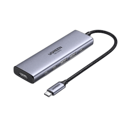 Hub USB-C 6 en 1 | HDMI 4K@60Hz | 2x USB-A 3.2 Gen 2 (10 Gbps) | 2x USB-C 3.2 (10 Gbps) | PD 100W | Compatibilidad Universal | Driver-Free | Aluminio