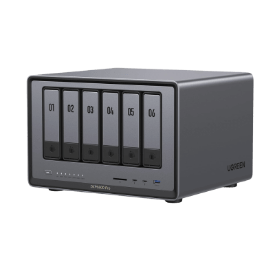 NAS UGREEN NASync DXP6800 Pro | Intel Core i5-1215U 10 Núcleos | 6 Bahías SATA + 2 M.2 NVMe | 2 Puertos Thunderbolt 4 | 2 Puertos 10GbE | 8K HDMI | PCIe 4.0 x4 | DDR5 Hasta 64GB | Compatibilidad Multiplataforma