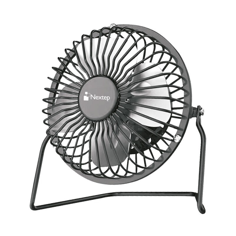 Ventilador Mini De Escritorio Nextep Metálico Con Conexión Usb, 4 Aspas De Aluminio Color Negro Ne-690
