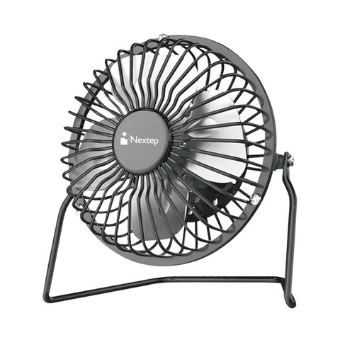 Ventilador Mini De Escritorio Nextep Metálico Con Conexión Usb, 4 Aspas De Aluminio Color Negro Ne-690