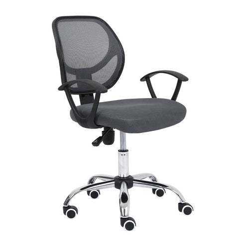 Silla Secretarial Nextep Ne-650Sg Altura Ajustable, Tela Gris, Base Giratoria