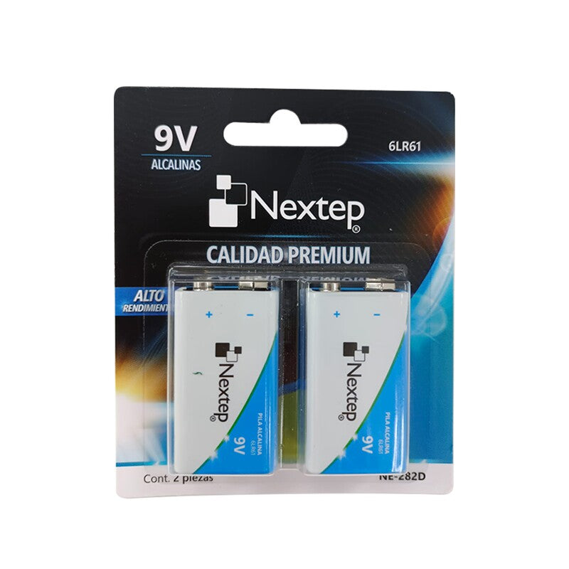 Pilas 9V Alcalinas Cuadradas Nextep 6Lr61 Paquete/2 Pzas Ne-282D