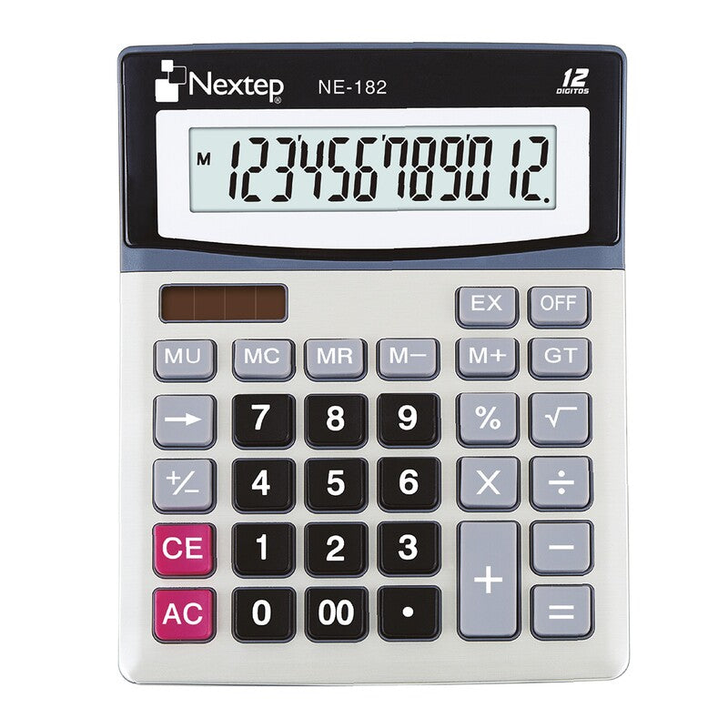 Calculadora Nextep, 12 Digitos, Escritorio Bateria Solar, Incluye Bateria Aa, Medida 19Cm X 15Cm Ne-182