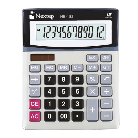 Calculadora Nextep, 12 Digitos, Escritorio Bateria Solar, Incluye Bateria Aa, Medida 19Cm X 15Cm Ne-182