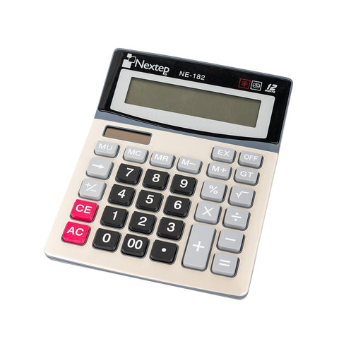 Calculadora Nextep, 12 Digitos, Escritorio Bateria Solar, Incluye Bateria Aa, Medida 19Cm X 15Cm Ne-182