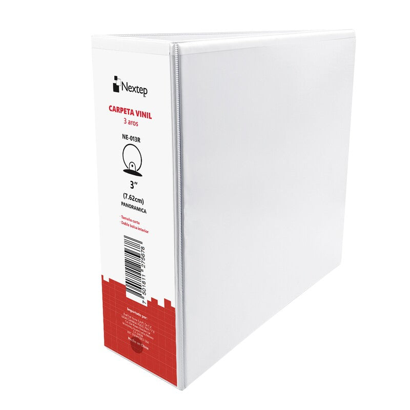 Carpeta Nextep Vinil Aro ""O"" ""3"" Tamaño Carta Color Blanco, Ne-013R