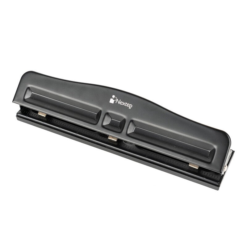 Perforadora Nextep Con 3 Orificios (Ajustable Hasta 10 Hojas De 75G) Antiderrapante Color Negro, Ne-122