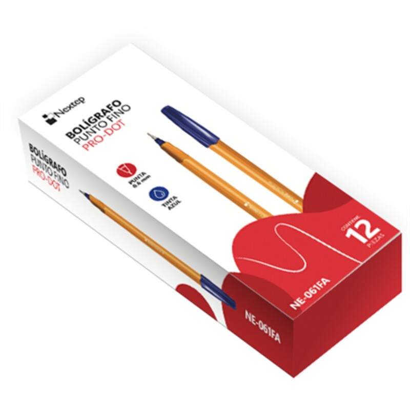 Boligrafo Pro-Dot Nextep, Punto Fino 0.6Mm Color Azul, Caja/12 Ne-061Fa