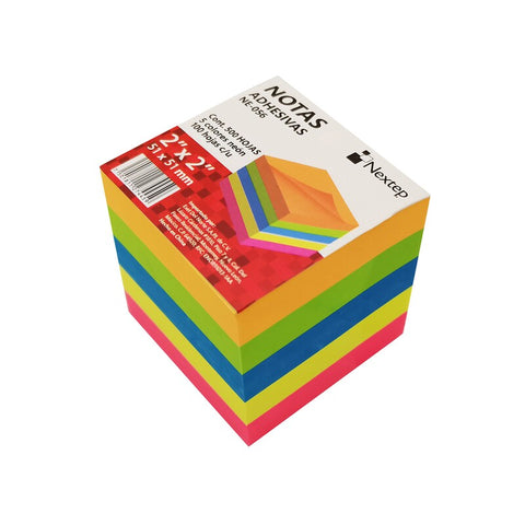 Notas Adhesivas Nextep, 2X2"" Neon (5 Bloques/500 Hojas) Ne-056