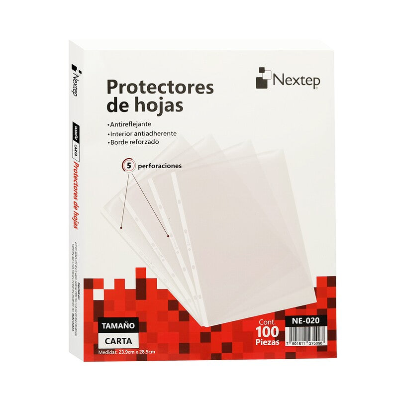 Mica Económica Nextep, Protector De Hoja Tamaño Carta C/100 Piezas, Ne-020