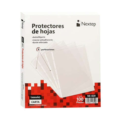 Mica Económica Nextep, Protector De Hoja Tamaño Carta C/100 Piezas, Ne-020